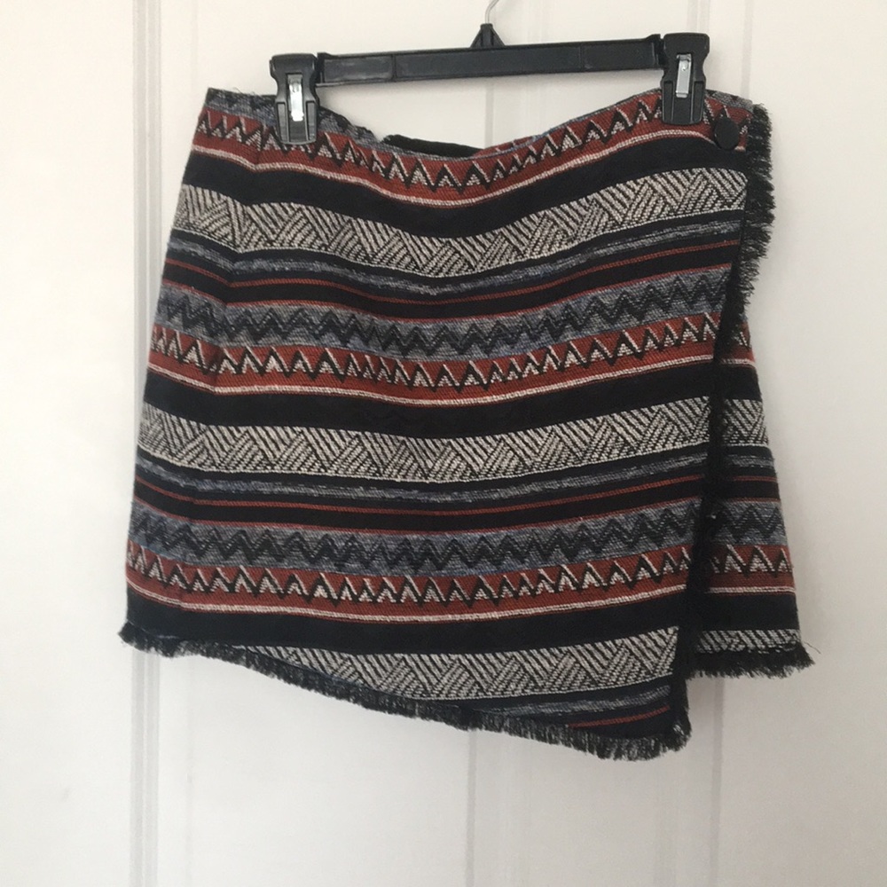 Sam Edelman Tribal Wrap Skirt with Fray
